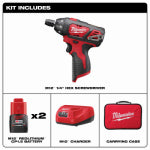 MILWAUKEE Milwaukee M12 2401-22 Screwdriver Kit, Battery Included, 12 V, 1.5 Ah, 1/4 in Chuck, Hex Quick Change Chuck TOOLS MILWAUKEE