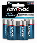 RAYOVAC Rayovac 814-4TK Battery, 1.5 V Battery, C Battery, Alkaline ELECTRICAL RAYOVAC