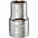 DEWALT DEWALT DWMT86512OSP Drive Hand Socket, 12 mm Socket, 1/2 in Drive, 6-Point, Steel, Polished Chrome Vanadium TOOLS DEWALT