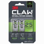 CLAW 3M CLAW 3PH25M-4ES Drywall Picture Hanger, 25 lb, Steel, Push-In Mounting, 4/PK HARDWARE & FARM SUPPLIES CLAW   