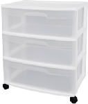 STERILITE Sterilite 29308001 Drawer Cart, 3-Drawer, Plastic, 21-7/8 in OAW, 15-1/4 in OAH, 24 in OAD HOUSEWARES STERILITE