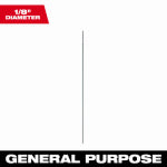 MILWAUKEE Milwaukee 48-89-2770 Drill Bit, 1/8 in Dia, 12 in OAL, Parabolic Flute, 1/4 in Dia Shank, Flat Shank TOOLS MILWAUKEE