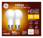 GE GE 93129807 HD + LED Light Bulb, A19 Lamp, 100 W Equivalent, E26/24 Medium Lamp Base, Dimmable, White, Soft White Light ELECTRICAL GE