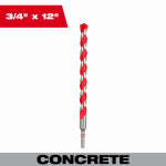 MILWAUKEE Milwaukee 48-20-9046 Drill Bit with Power Tip, 3/4 in Dia, 12 in OAL, Wide Flute, 3/8 in Dia Shank, 3-Flat Shank TOOLS MILWAUKEE