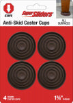 SHEPHERD HDWE. PROD., LLC. Super Sliders 1-3/4" Round Brown Furniture Caster Cup. 4 Pack.