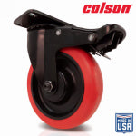 SHEPHERD HDWE. PROD., LLC. 5 in. Red Polyurethane and Black Swivel Plate Caster with Locking Brake