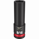 MILWAUKEE ELECTRIC TOOL CORP Shockwave SAE Deep-Well 6-Point Impact Socket, 1/2 In. Drive, 9/16 In.