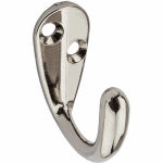 ASSA ABLOY AMERICAS RESIDENTIALI NC Wall Hook for Clothes, Single Prong, Nickel-Plated, 2-Pk.