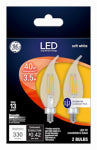 GE GE 93103493 Light Bulb, Decorative, Flame Lamp, 40 W Equivalent, Candelabra Lamp Base, Dimmable, Clear, Soft White Light ELECTRICAL GE