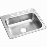 ELKAY SALES INC Stainless Steel Kitchen Sink, Single Compartment, 4 Holes, 25 x 22 x 6-1/16 In. PLUMBING, HEATING & VENTILATION ELKAY SALES INC