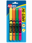 AVERY PRODUCTS CORPORATION Pen Style Fluorescent Highlighters, 4-Color 4-Pk.