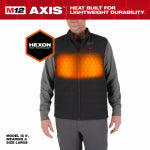 MILWAUKEE ELECTRIC TOOL CORP M12 Axis Heated Vest, Poly, With Battery & Charger, Black, 2XL CLOTHING, FOOTWEAR & SAFETY GEAR MILWAUKEE ELECTRIC TOOL CORP