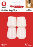 SHEPHERD HDWE. PROD., LLC. Super Slider Tips 3/4 inch Rubber White 4 Pc