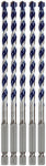 BOSCH Bosch HCBG0605T Hammer Drill Bit Set, 1/4 in Dia, 6 in OAL, Milled Flute, 1/4 in Dia Shank, Hex Shank TOOLS BOSCH