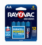 RAYOVAC Rayovac 815-8J Battery, 1.5 V Battery, AA Battery, Alkaline, 8/PK ELECTRICAL RAYOVAC