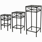 PANACEA PRODUCTS 3-Pc. Nested Cross Hatch Square Plant Stands, 15, 21 & 30 In. High LAWN & GARDEN PANACEA PRODUCTS