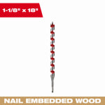 MILWAUKEE ELECTRIC TOOL CORP Ship Auger Drill Bit, 1-1/8 x 18 In.