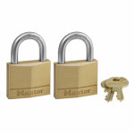 MASTER LOCK COMPANY Solid-Brass Keyed Padlocks, 2-Pack, 1-9/16 In.