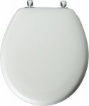 BEMIS MFG. CO. Round Molded Wood Toilet Seat, Chrome Hinge, White PLUMBING, HEATING & VENTILATION BEMIS MFG. CO.