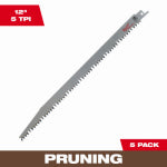 MILWAUKEE Milwaukee 48-00-1303 Reciprocating Saw Blade, Applicable Materials: Wood, 1 in W, 12 in L, 5 TPI, Bi-Metal Cutting Edge TOOLS MILWAUKEE