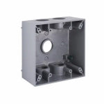 RACO INCORPORATED 2-Gang Weatherproof Box, (5) 3/4 in. Threaded Outlets, Gray ELECTRICAL RACO INCORPORATED