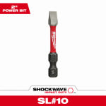 MILWAUKEE Milwaukee SHOCKWAVE 48-32-4918 Power Bit, #10, 1/4 in Drive, Slotted Drive, 1/4 in Shank, Hex Shank, 2 in L, Steel TOOLS MILWAUKEE