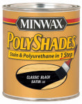 MINWAX Minwax PolyShades 613950444 Polyurethane, Satin, Liquid, Classic Black, 1 qt Can PAINT MINWAX