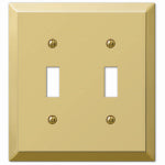 AMERELLE Amerelle 163TTBR Wallplate, 4-15/16 in L, 4-9/16 in W, 2 -Gang, Steel, Polished Brass ELECTRICAL AMERELLE