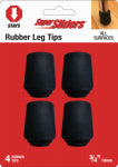 SHEPHERD HDWE. PROD., LLC. Super Slider Tips 3/4 inch Rubber Black 4 Pc