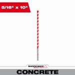 MILWAUKEE Milwaukee 48-20-9018 Hammer Drill Bit, 5/16 in Dia, 10 in OAL, Precision Ground, Wide Flute, 3-Flat Shank TOOLS MILWAUKEE