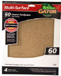 GATOR Gator 4440 Sanding Sheet, 11 in L, 9 in W, 60 Grit, Coarse, Aluminum Oxide Abrasive PAINT GATOR   