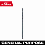 MILWAUKEE ELECTRIC TOOL CORP Thunderbolt Long Black Oxide Drill Bit, 12 x 1/2 In