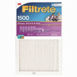 3M COMPANY 15x20 x 1 In. Ultra Allergen Pleated Furnace Air Filter, Purple, MPR 1500, 3 Months