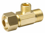 B&K LLC Brass Supply Stop Extender Pipe Tee, 3/8 In. Female Compression x 3/8 In. Male Compression x 3/8 In. Male Compression