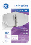 GE GE 12982 Light Bulb, CC-6 Filament, 3.12 in Dia x 4.5 in L Dimensions, 25 W, G25 Lamp, E26 Medium Lamp Base, 180 Lumens ELECTRICAL GE