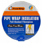 FROST KING Frost King SP42X/18 Pipe Wrap Kit, 25 ft L, 3 in W, 1 in Thick, 3.3 R-Value, Fiberglass PLUMBING, HEATING & VENTILATION FROST KING