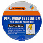 FROST KING Frost King SP42X/18 Pipe Wrap Kit, 25 ft L, 3 in W, 1 in Thick, 3.3 R-Value, Fiberglass PLUMBING, HEATING & VENTILATION FROST KING   