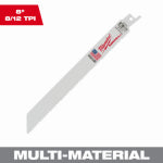 MILWAUKEE ELECTRIC TOOL CORP Sawzall Wood-Cut Reciprocating Saw Blade, Bi-Metal, 8/12 TPI, 8 In.