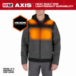 MILWAUKEE ELECTRIC TOOL CORP M12 Axis Heated Jacket, Poly, With Battery & Charger, Gray, 2XL