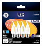 GE GE 92677 LED Bulb, 120 V, 300 Lumens, 4 W, CA Lamp, 40 W Equivalent, Dimmable, Soft White, 2700 K Color Temp ELECTRICAL GE