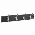 ASSA ABLOY AMERICAS RESIDENTIALI NC Coat & Hat Hook Rail, 4 Satin Nickel Hooks, Black Rail, 18 In.