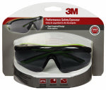 3M 3M 47101-WZ4 Sport-Inspired Safety Glasses, Anti-Fog, Anti-Scratch Lens, Wraparound Frame, Green/Neon Black Frame