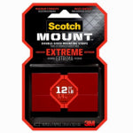 SCOTCH Scotch-Mount 414H-ST Extreme Mounting Strip, 3 in L, 1 in W, Closed-Cell Acrylic Foam Backing, Black PAINT SCOTCH   