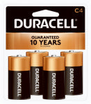 DURACELL Duracell MN1400R4ZX Battery, 1.5 V Battery, 7 Ah, C Battery, Alkaline, Manganese Dioxide, Rechargeable: No ELECTRICAL DURACELL