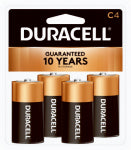 DURACELL Duracell MN1400R4ZX Battery, 1.5 V Battery, 7 Ah, C Battery, Alkaline, Manganese Dioxide, Rechargeable: No ELECTRICAL DURACELL   