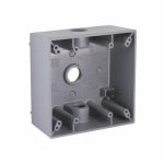 RACO INCORPORATED 2-Gang Weatherproof Box, (3) 1/2 in. Threaded Outlets, Gray