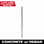 MILWAUKEE ELECTRIC TOOL CORP SDS Max 4-Cutter Rotary Hammer Drill Bit, 1-1/4 x 21 In. TOOLS MILWAUKEE ELECTRIC TOOL CORP