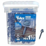TEKS Teks 21406 Roofing Screw, #9 Thread, Coarse Thread, Hex Drive, Self-Tapping, Sharp Point, Steel, Zinc HARDWARE & FARM SUPPLIES TEKS
