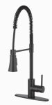 HOMEWERKS WORLDWIDE LLC-IMPORT Single Handle, Pull-Down Spray Industrial Kitchen Faucet, Matte Black