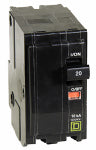 SQUARE D Square D QO QO220CP Circuit Breaker, Mini, 20 A, 2-Pole, 120/240 VAC, 48 VDC, Plug, Black ELECTRICAL SQUARE D